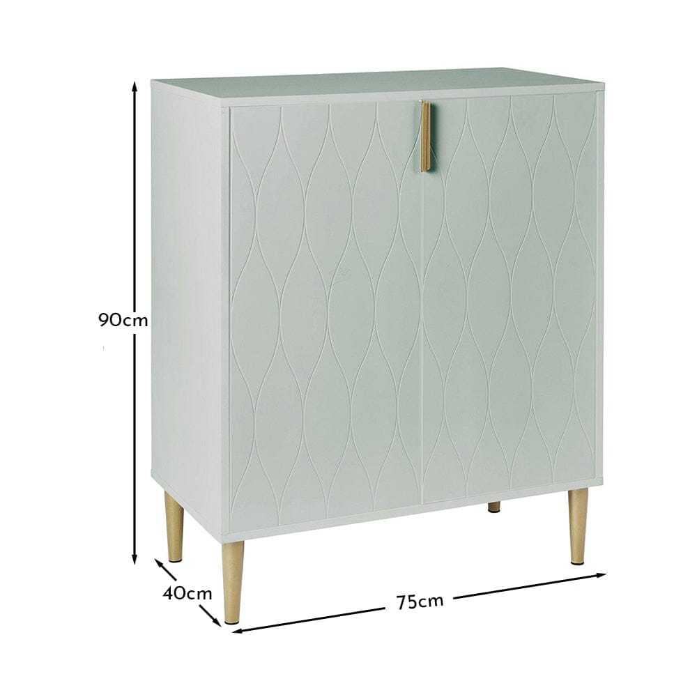 Gloria 2 Door Small Sideboard - Sage & Brass Legs