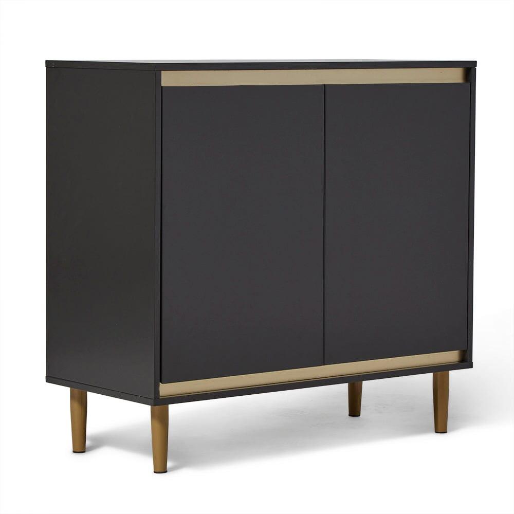 Iliana 2 Door Small Sideboard - Charcoal Grey & Gold Legs
