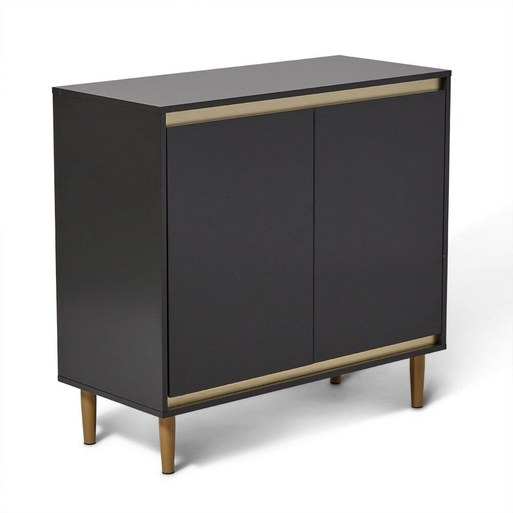 Iliana 2 Door Small Sideboard - Charcoal Grey & Gold Legs
