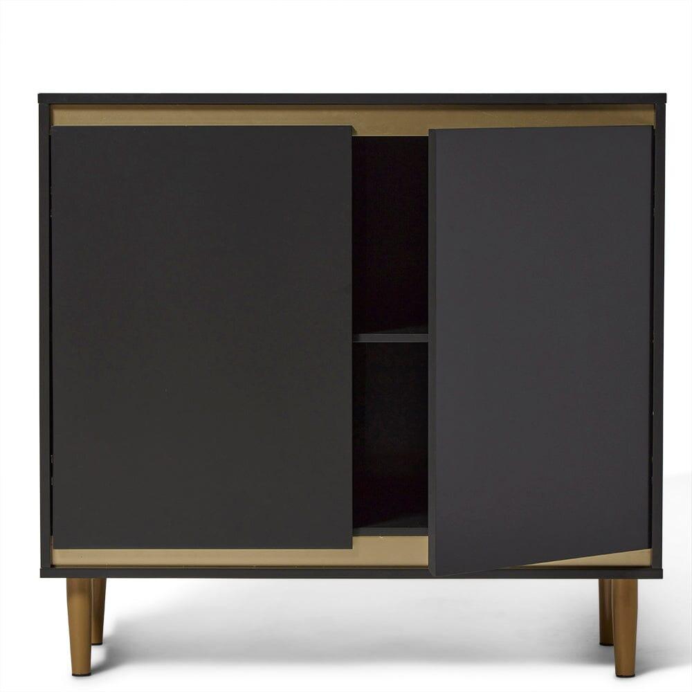 Iliana 2 Door Small Sideboard - Charcoal Grey & Gold Legs