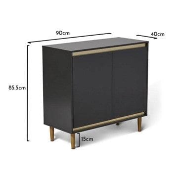 Iliana 2 Door Small Sideboard - Charcoal Grey & Gold Legs