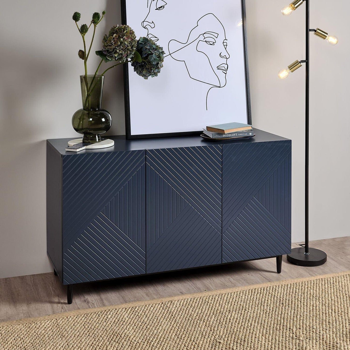 Jack 3 Door Large Sideboard - Geometric Blue