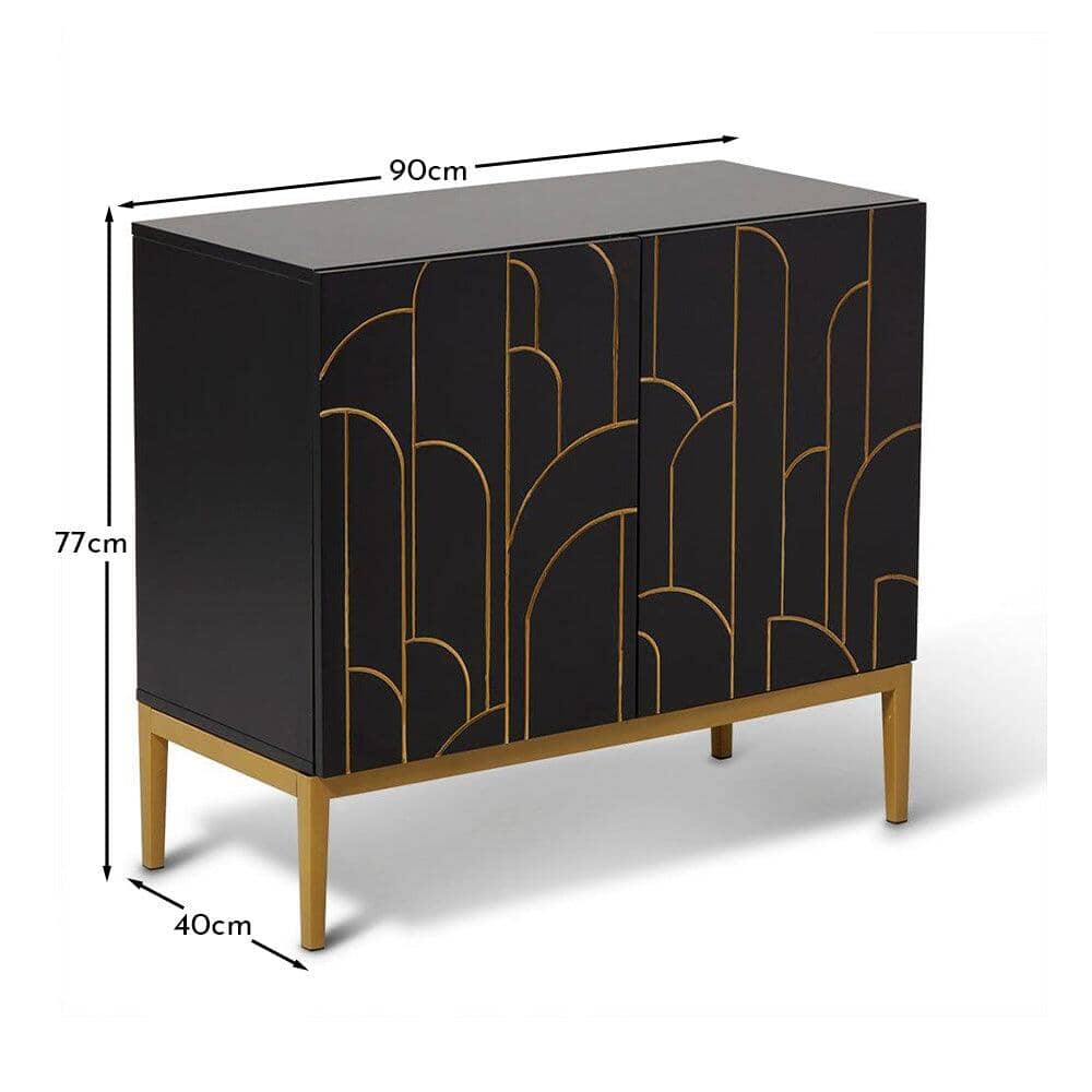 Gatsby 2 Door Small Sideboard - Noir Black
