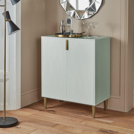 Gloria 2 Door Small Sideboard - Sage & Brass Legs